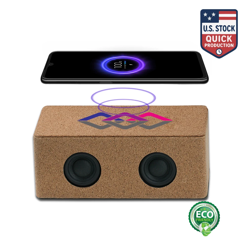 Eco-Friendly Cork Speaker and 10W Wireless Charger Combo 1