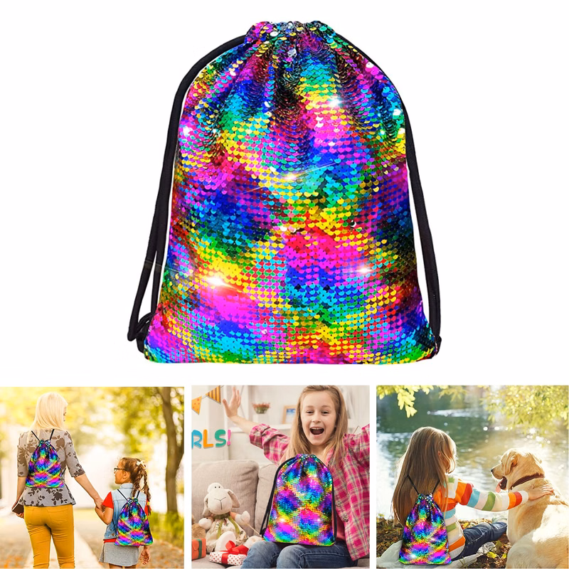 13.7 x 17.7 Inches Mermaid Sequin Drawstring Bag