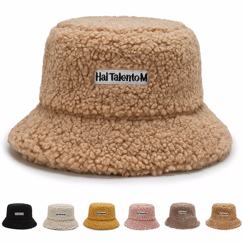 Ladies Lamb Wool Fisherman Plush Hat