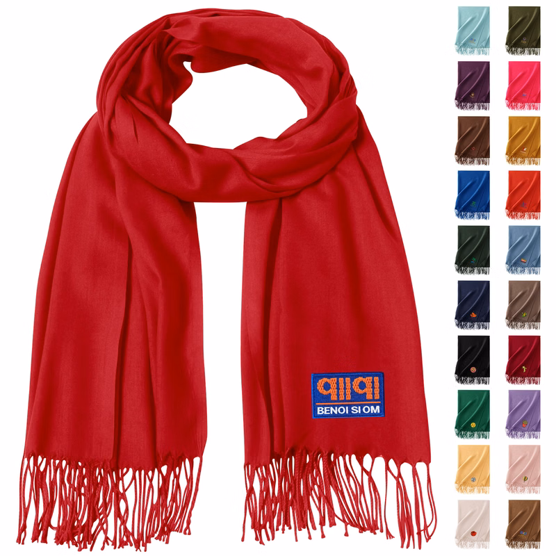 Winter Faux Cashmere Shawl Scarf With Tassels