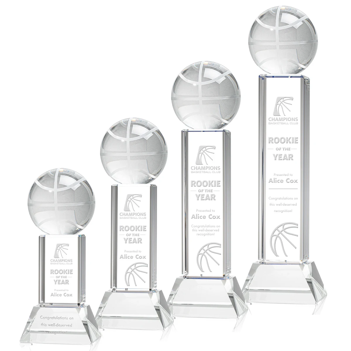 Basketball Award on Stowe Base - Clear 1