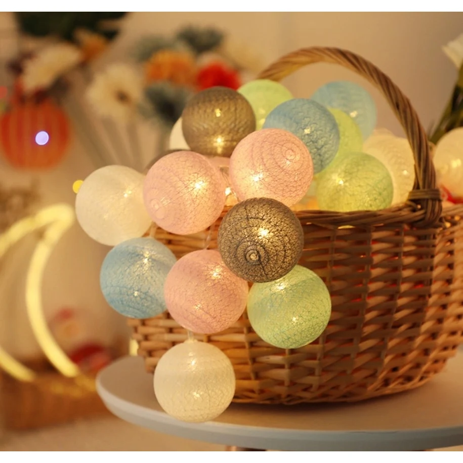 Battery or USB Powered Cotton Ball String Light Indoor Decor 1