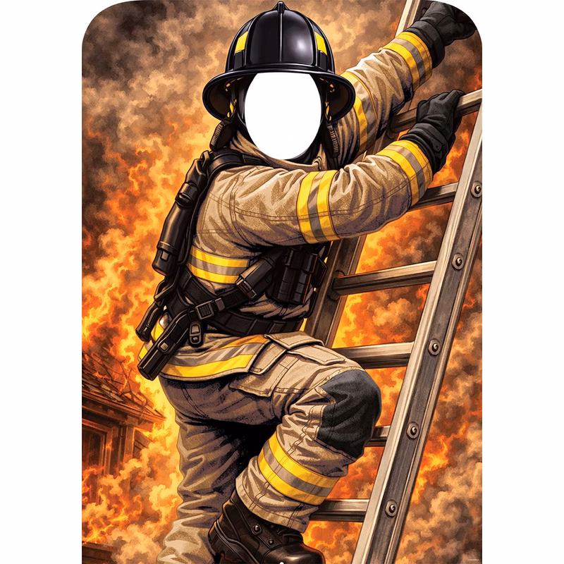 Lineman Firefighter with Ladder Photo Prop