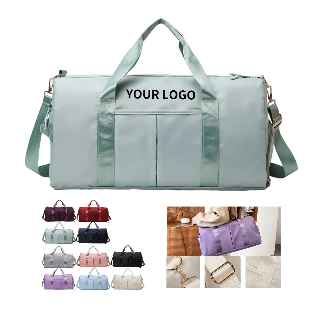 Polyester Duffel Bag with Shoe Compartment 1