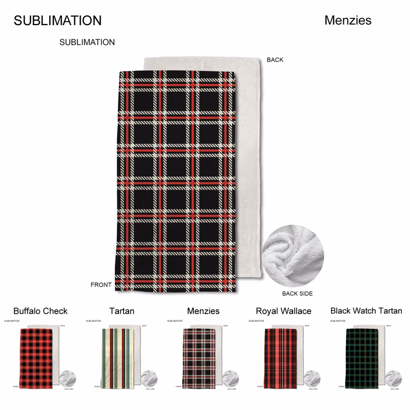 Stock Plaid Design Plush and Cozy Mink flannel Fleece blanket, 30"x60", Sublimated
