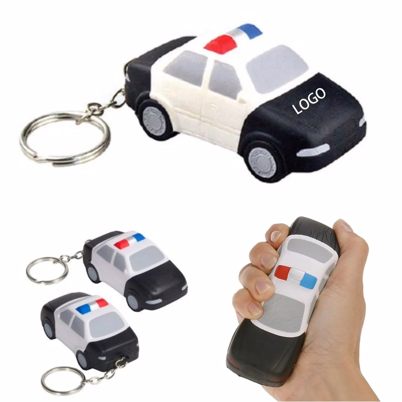 Police Car Shaped Stress Reliever With Key Chain