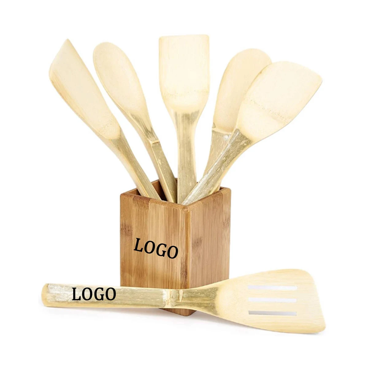7 Pieces Kitchen Utensil Bamboo Spatula Set 1