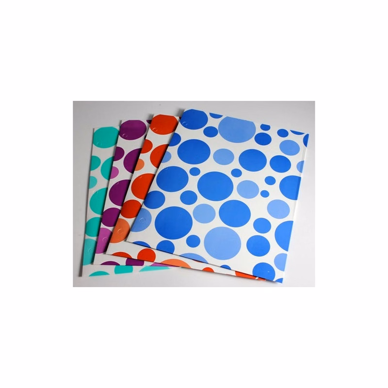 Laminated 2 Pocket Folders - 4 Polka Dot Colors 3 Hole Punched