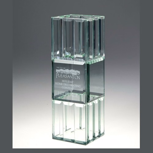 Jade Glass Trophy with Starlight Vase - Large