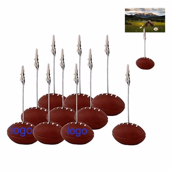 Rugby Shaped Resin Base Card Holder with Alligator Clips