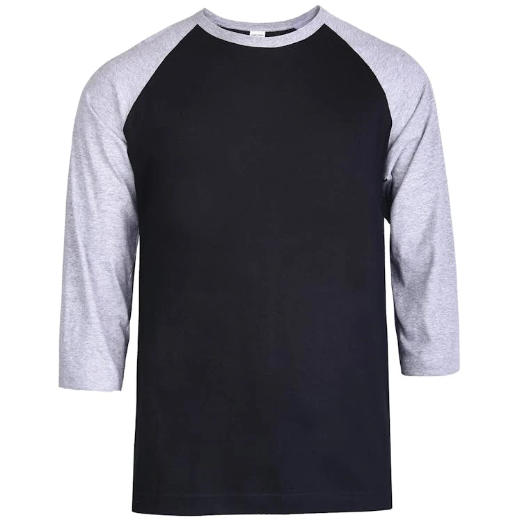 Men's 3/4 Sleeve Baseball T-Shirt - Large Gray/Black 1