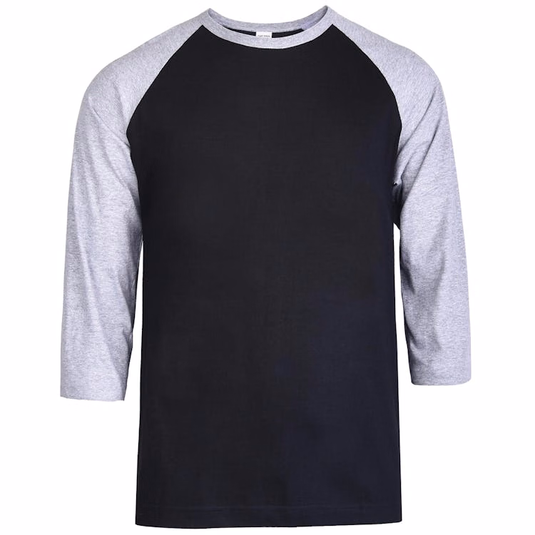 Men's 3/4 Sleeve Baseball T-Shirt - Large Gray/Black