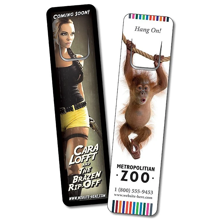 Plastic Bookmark - 1.25x5 Laminated with Page Holder - 14 pt. 1