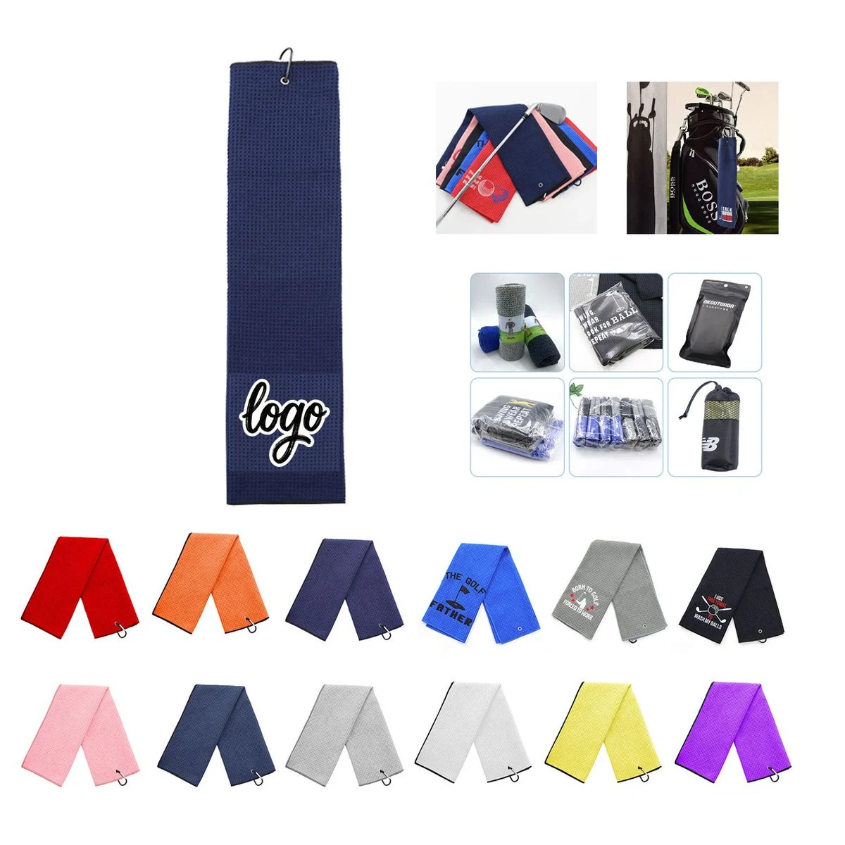 Waffle Weave Microfiber Golf Towel 1