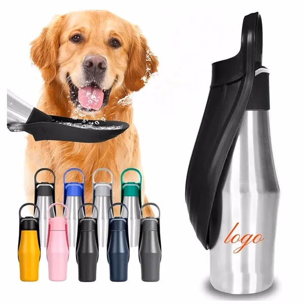 27OZ Stainless Steel Leak Proof Dog Water Bottle Dispenser for Commutes, Fitness and Travel