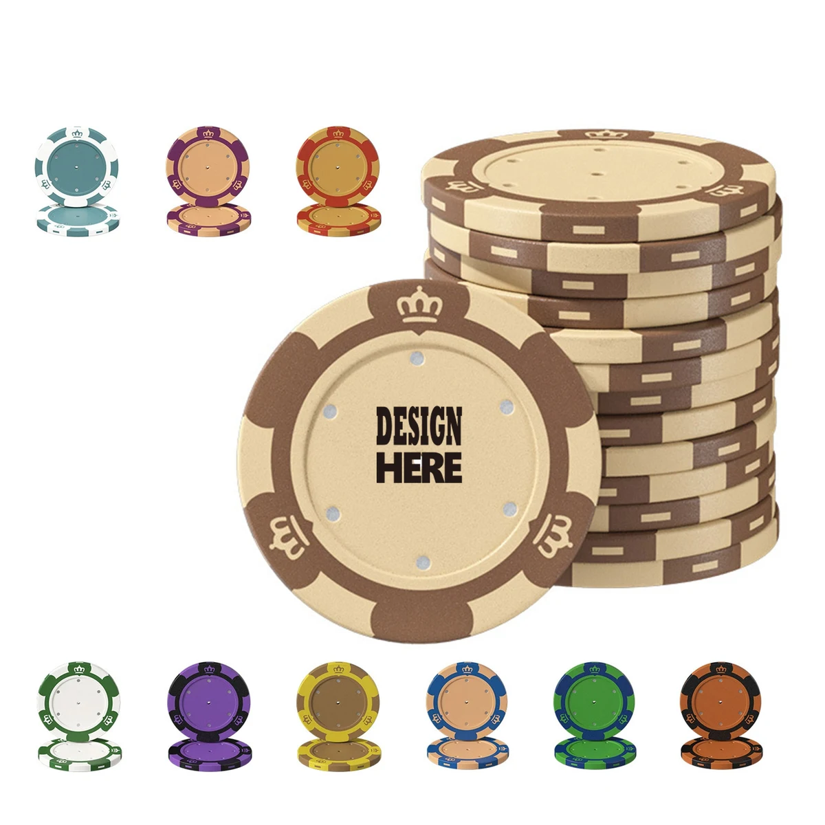 Unique Crown Designed Clay Chips 1