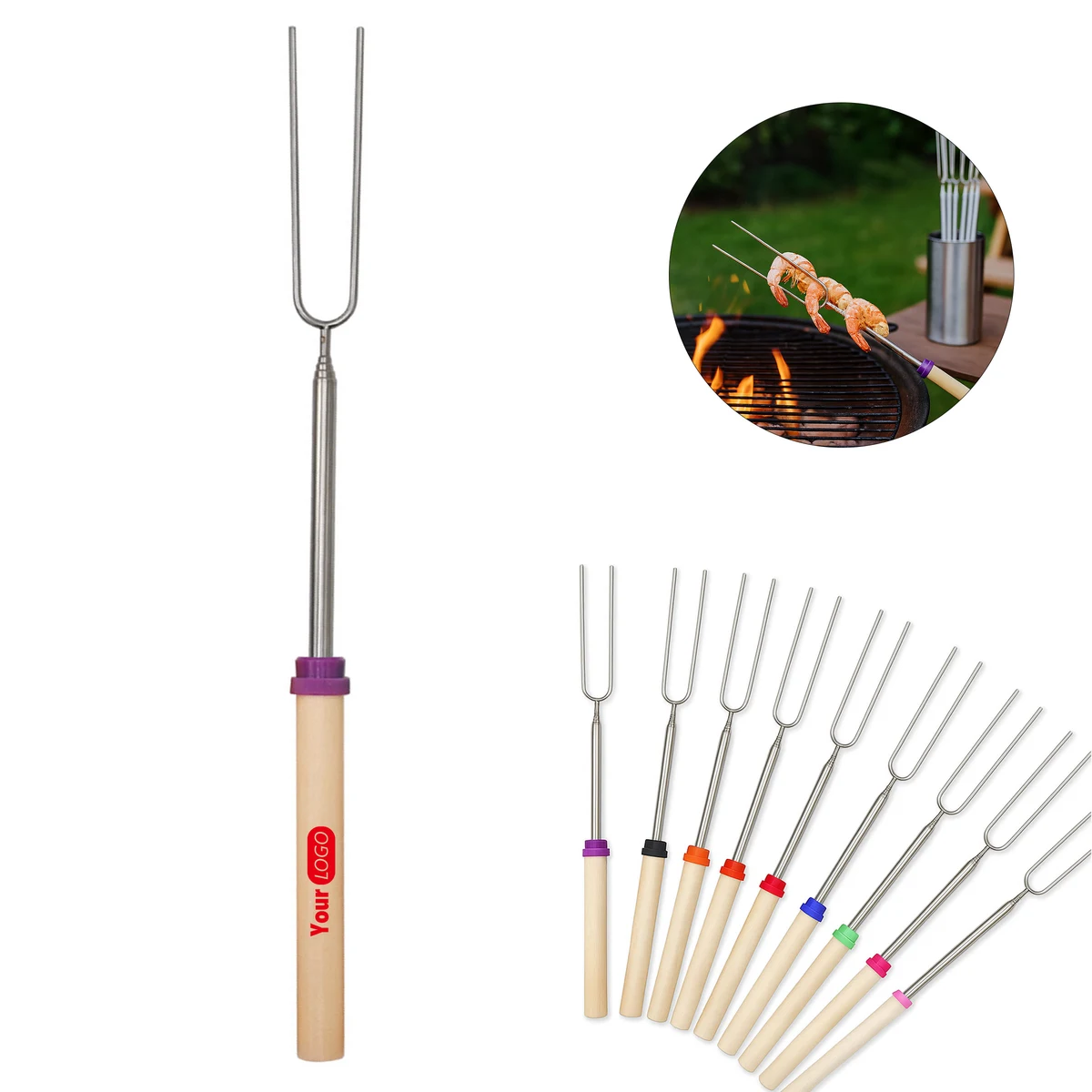 Telescopic Barbecue Roasting Fork 1