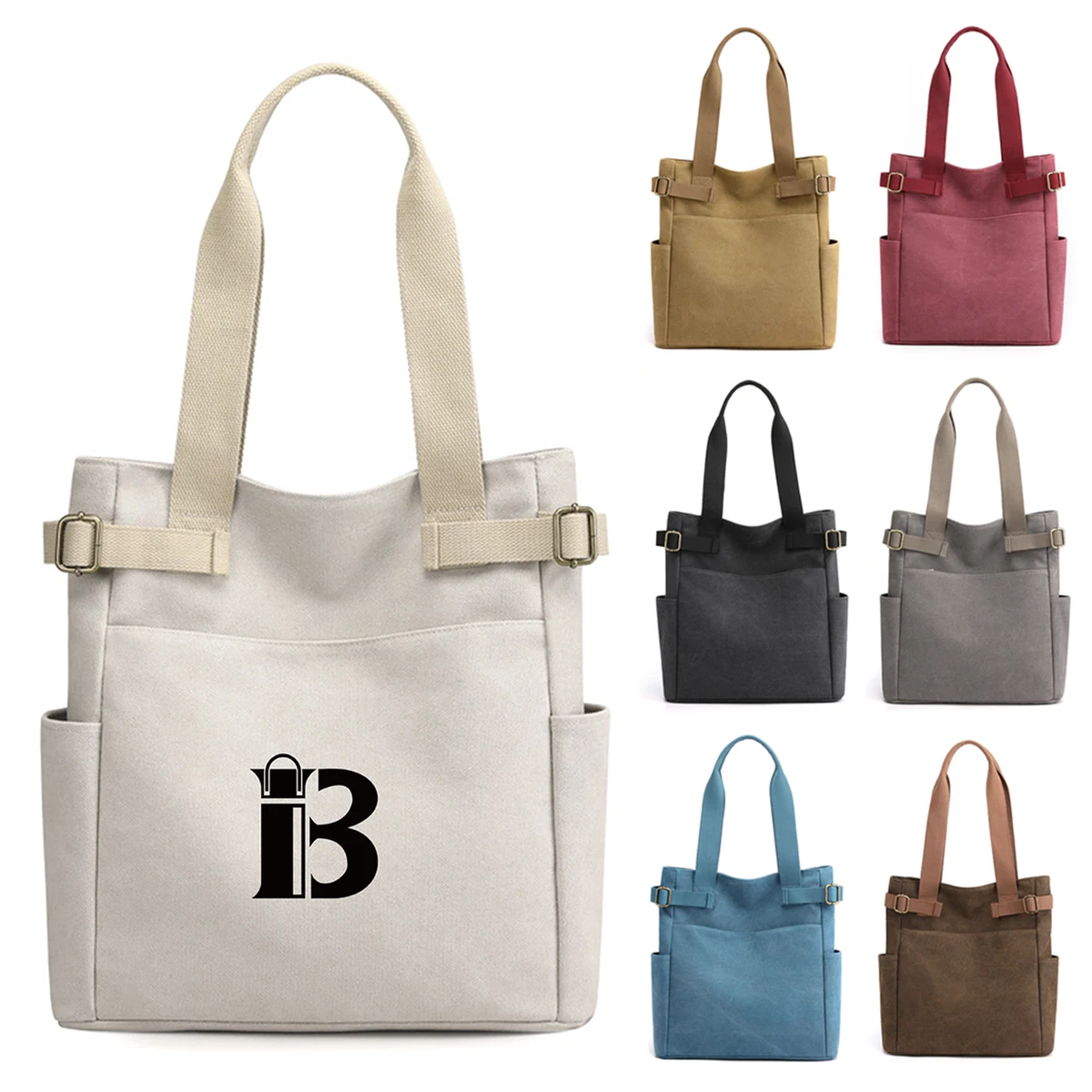 Handheld Canvas Tote Bag For Women, custom tote bag with logo imprint 1