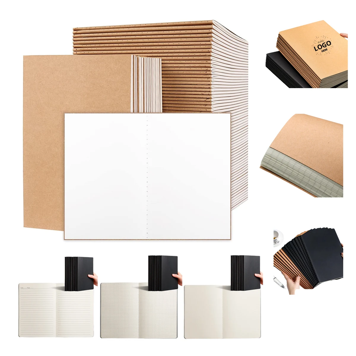 A5 Kraft Paper Cover Pocket Sticky Notebook 1