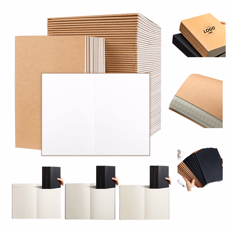 A5 Kraft Paper Cover Pocket Sticky Notebook