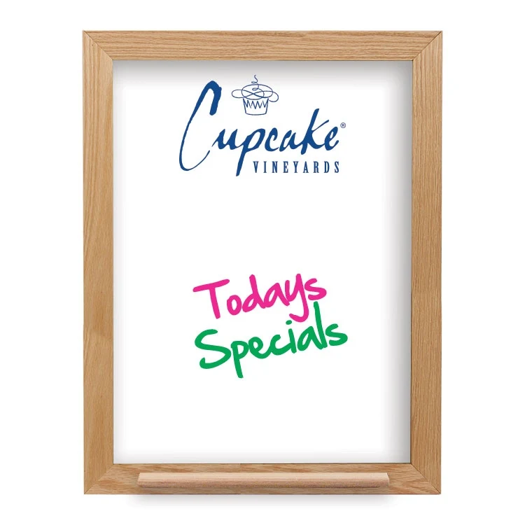 Wall Oak Frame Wet-Erase Board with Tray - 18"w x 24"h 1