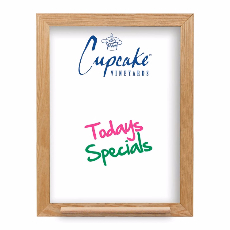 Wall Oak Frame Wet-Erase Board with Tray - 18"w x 24"h
