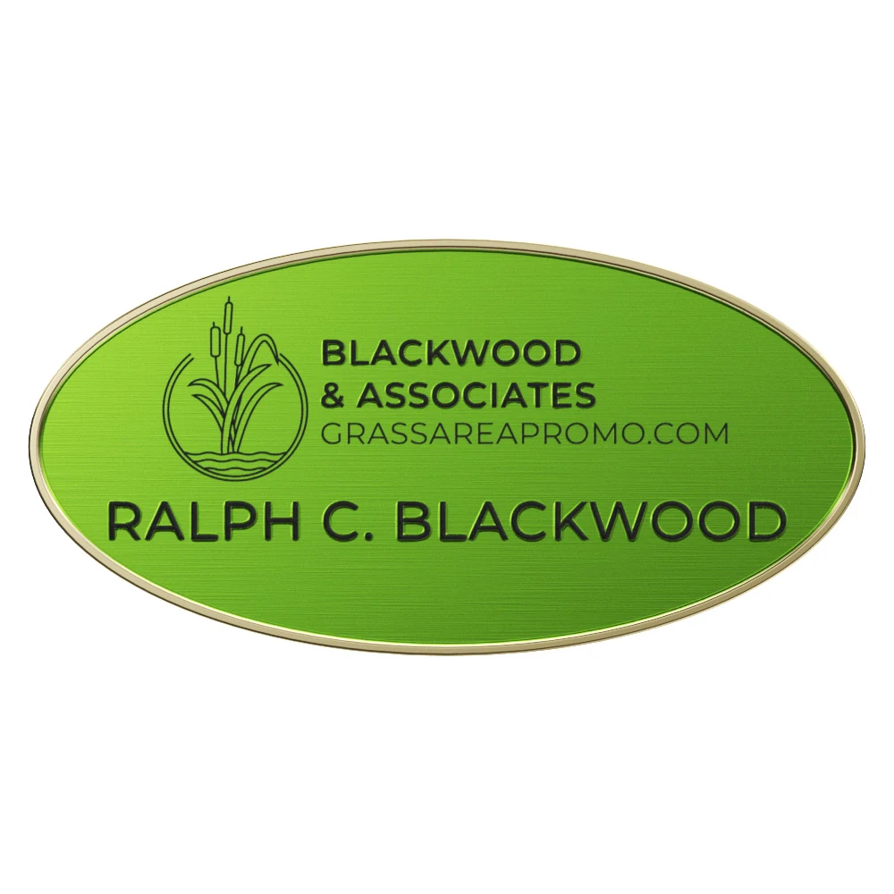 Texture Tone® Oval Metal Name Badge (3" x 1-1/2") 1