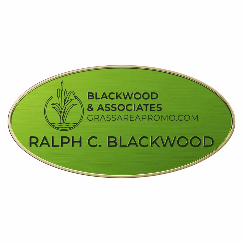 Texture Tone® Oval Metal Name Badge (3" x 1-1/2")