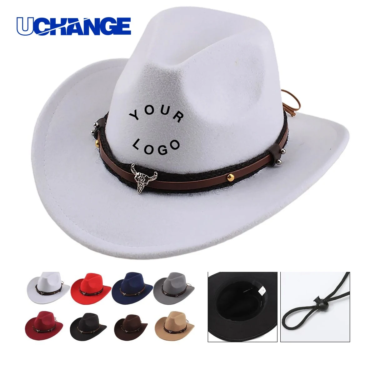 Retro Western Cowboy Hat Headwear with Wide Brim Design 1