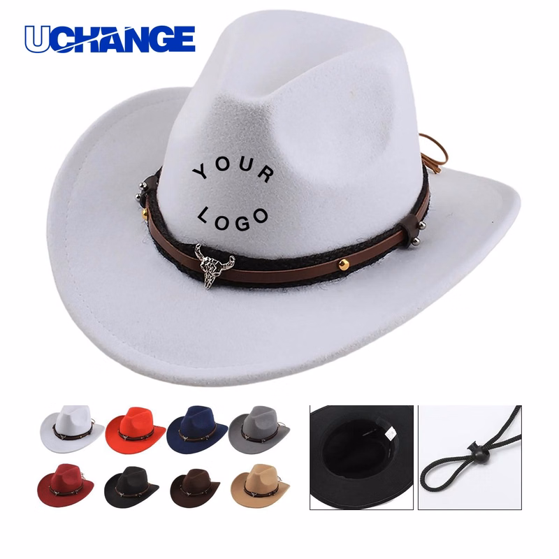 Retro Western Cowboy Hat Headwear with Wide Brim Design