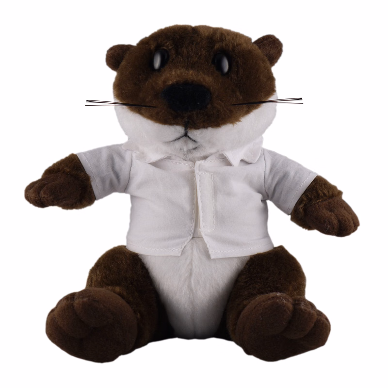 Soft Plush Stuffed Sitting Otter in Doctor's Jacket.