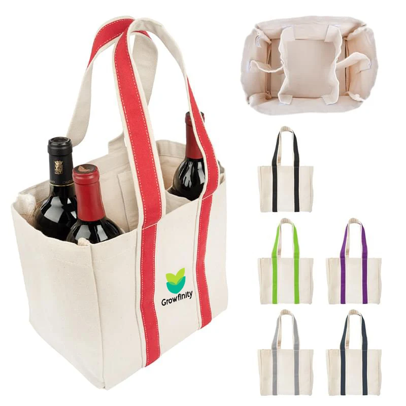 Canvas Wine Bottle Tote Bag, custom tote bag with logo imprint 1