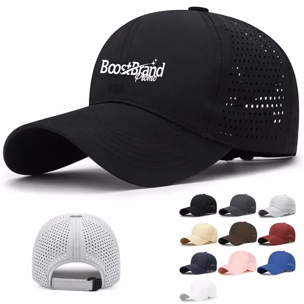Custom Quick-Dry Perforated Sports Baseball Cap — Breathable Ventilated Fitness Gear
