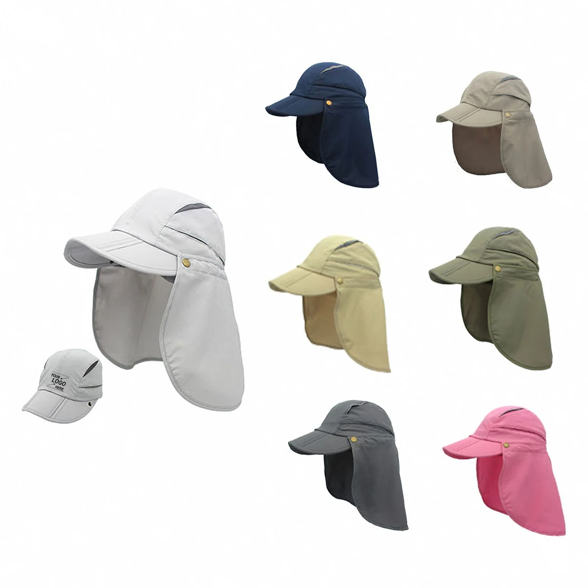 Quick Dry Baseball Cap with Detachable Face and Neck Cover 1