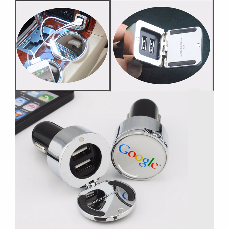 Polished Chrome Dual USB Car Charger