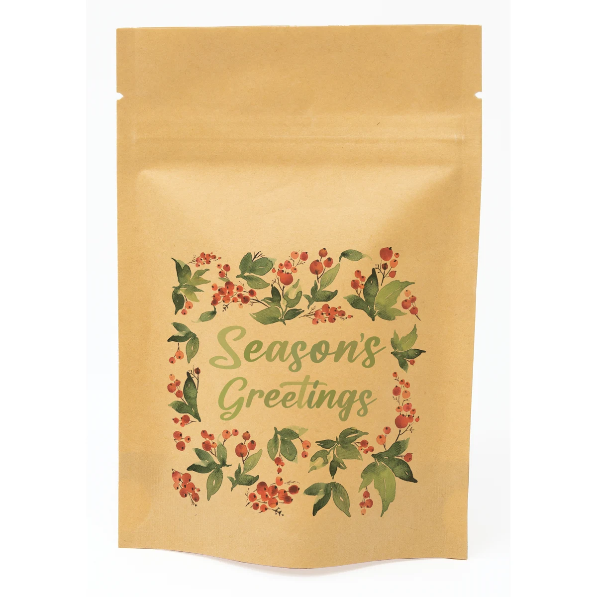 Holly Predesigned Kraft Barrier Pouch (4"W x 6"H x 2"D) 1