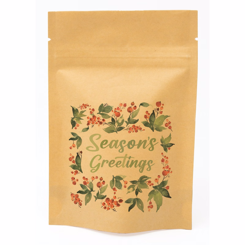 Holly Predesigned Kraft Barrier Pouch (4"W x 6"H x 2"D)