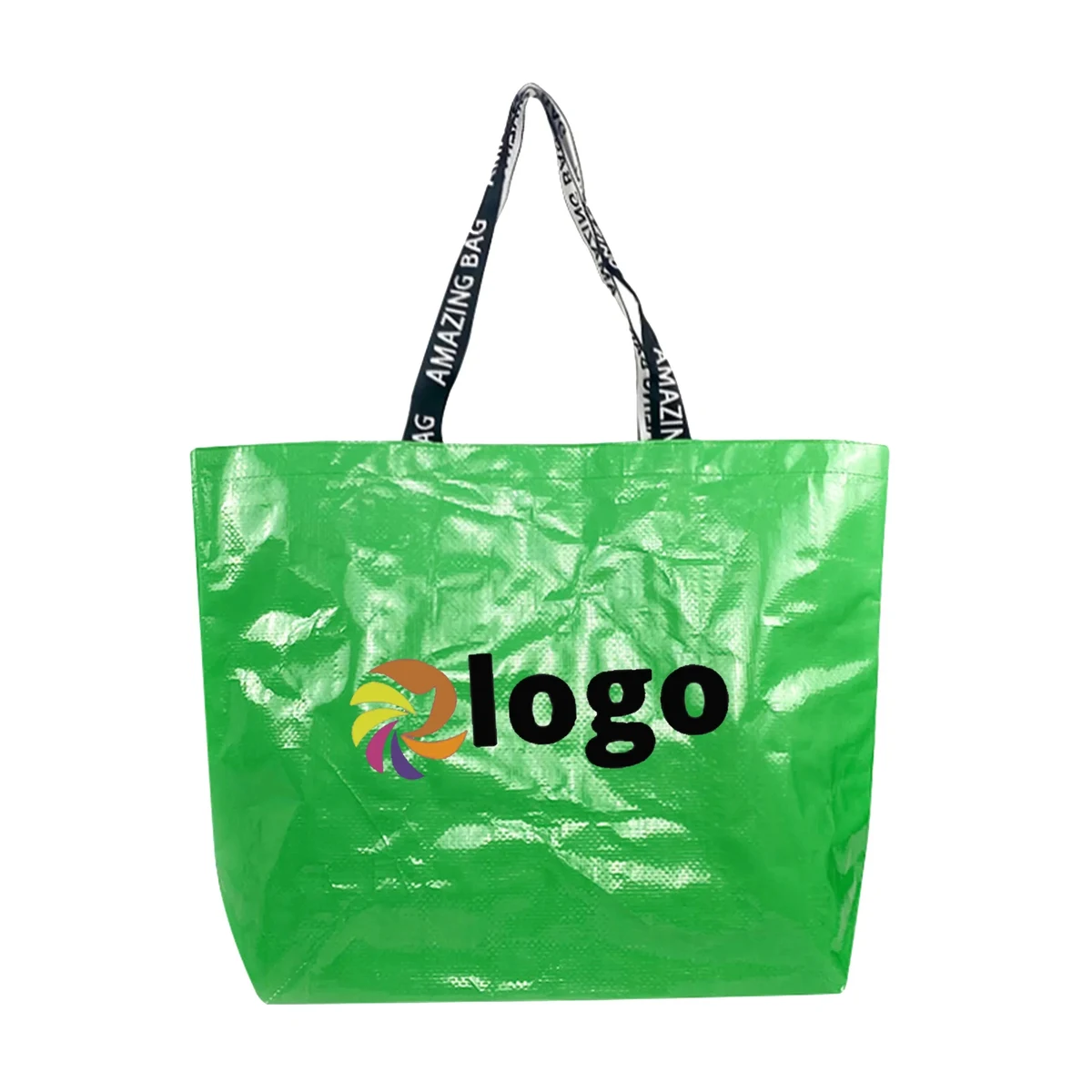 Custom Laminated Woven Shopping Tote Bag, custom tote bag with logo imprint 1