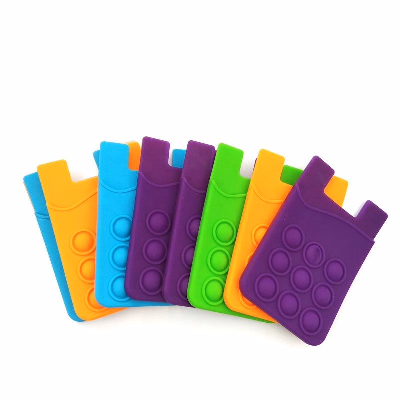 Silicone phone card holder with pop fidget bubbles