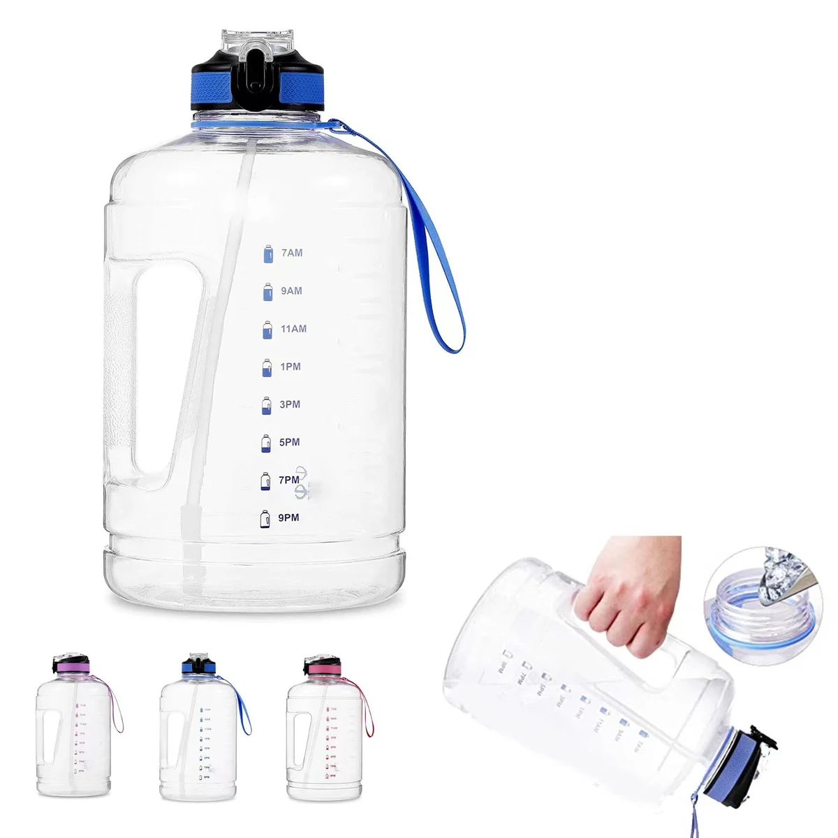 Large 1 Gallon Motivational Water Bottle With Time Marker 1
