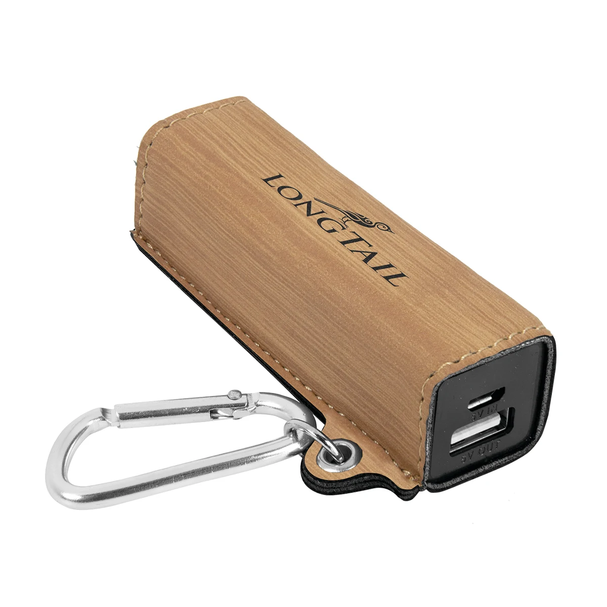 Bamboo Leatherette 2200mAh Power Bank w/USB Cord 1