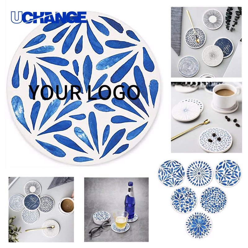 Ceramic Coaster Drink Mat Absorbent Round Design
