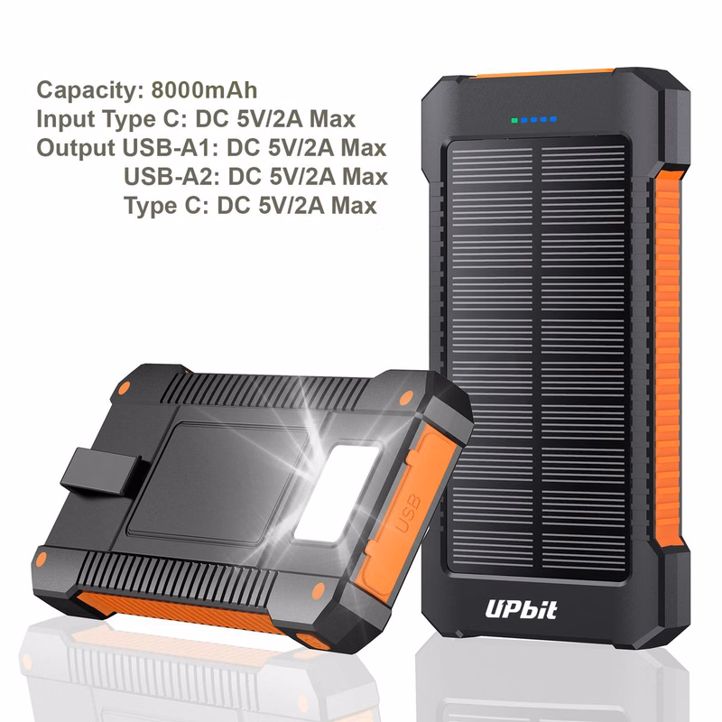 8000mAh Solar Phone Charger /Power Bank with Flash Light
