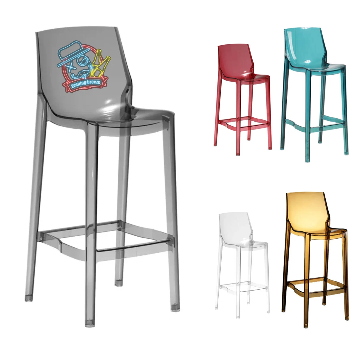 Acrylic Transparent Backrest Bar Stool 1