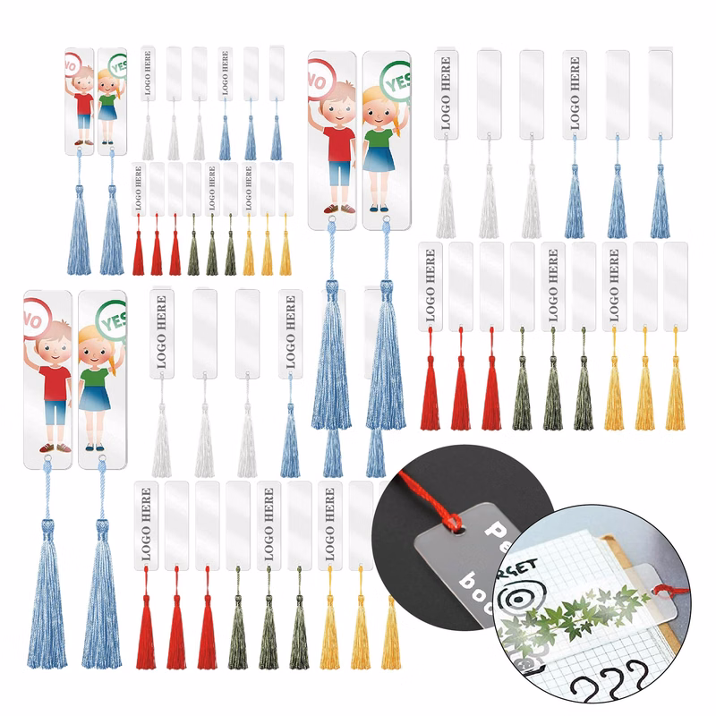 15pcs Acrylic Bookmark with Decorative Tassel