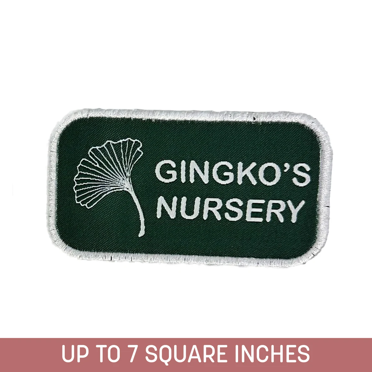 Custom Shape Woven Label Up To 7 Sq. Inches w/ Embroidery Backing and Embroidered Edge (5-ply) 1