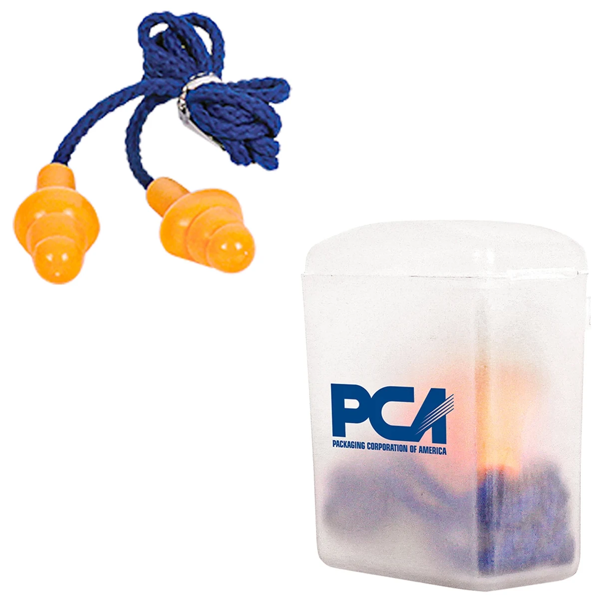 Silicone Earplugs With Blue Nylon Cord and Clear Clip Case 1