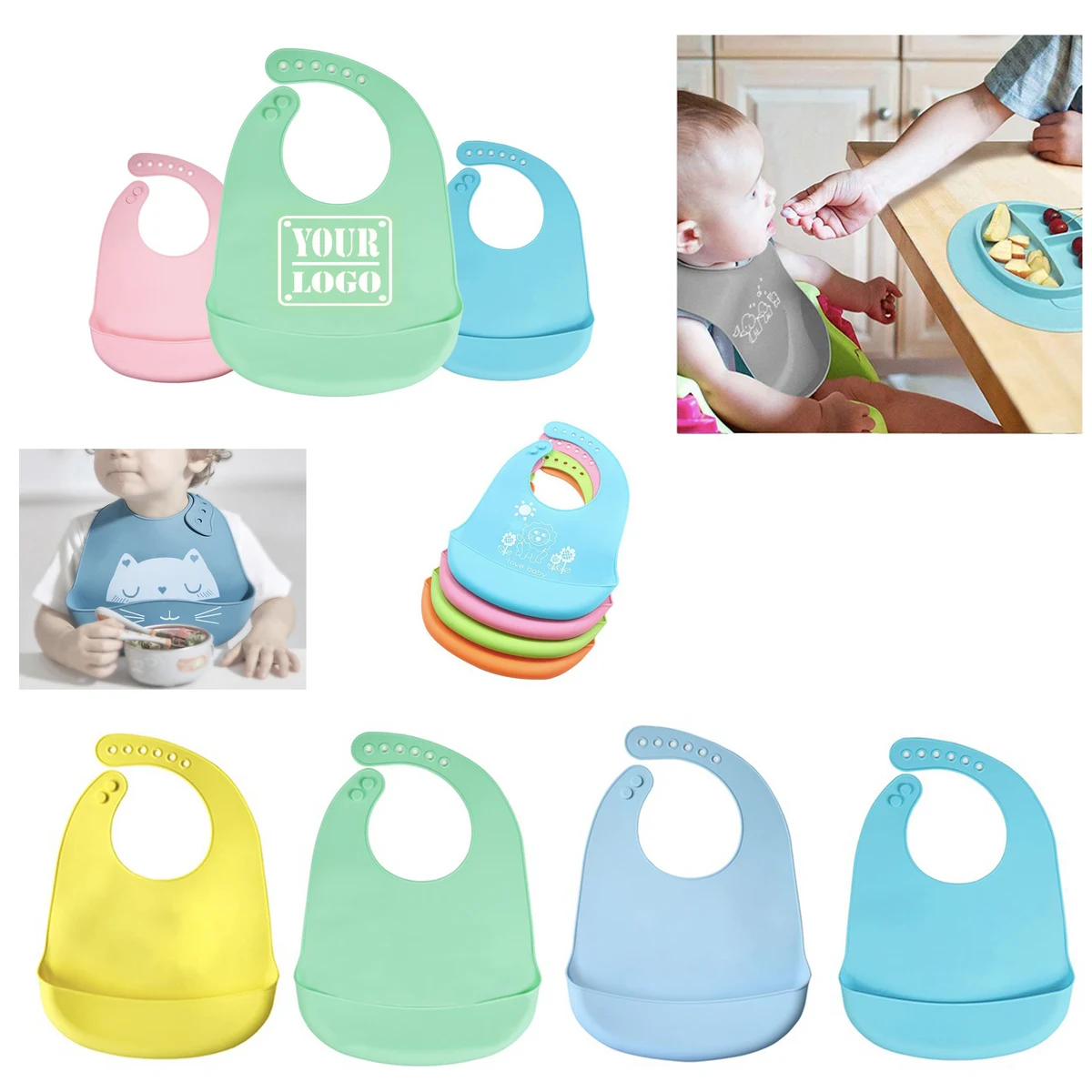 Silicone Baby Bibs with Food Catcher Pocket 1