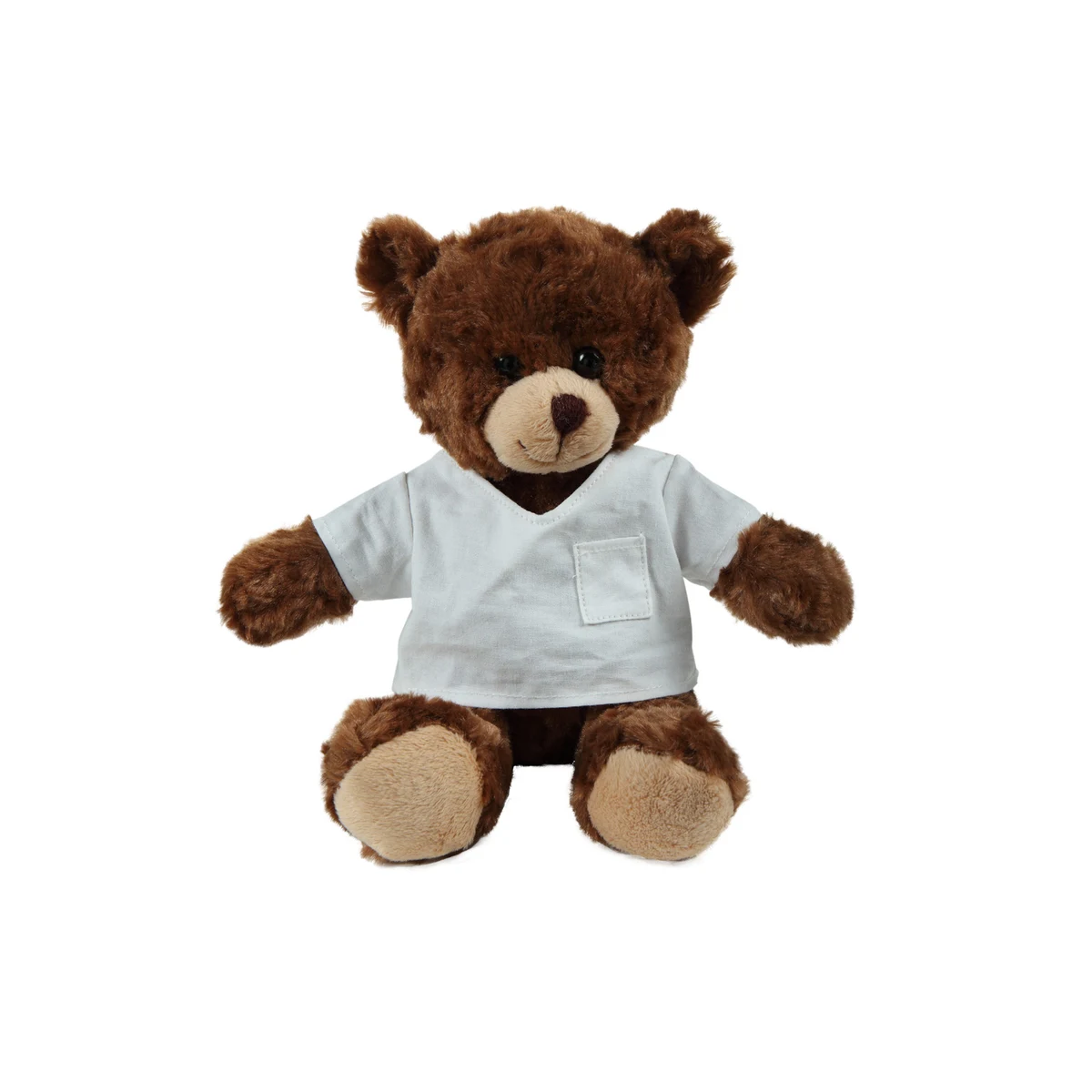 soft plush Chocolate Curly Sitting Bear with doctor jacket 1