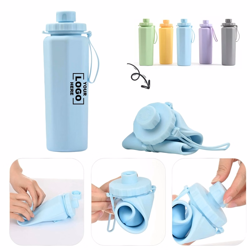 20.29 oz Portable Foldable Silicone Sports Water Bottle